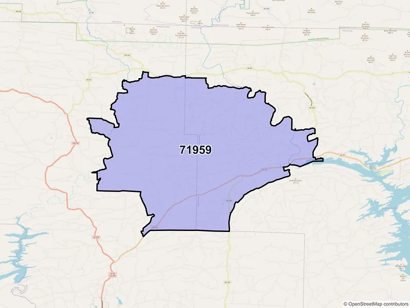 Map of ZIP Code 71959 — Newhope, AR