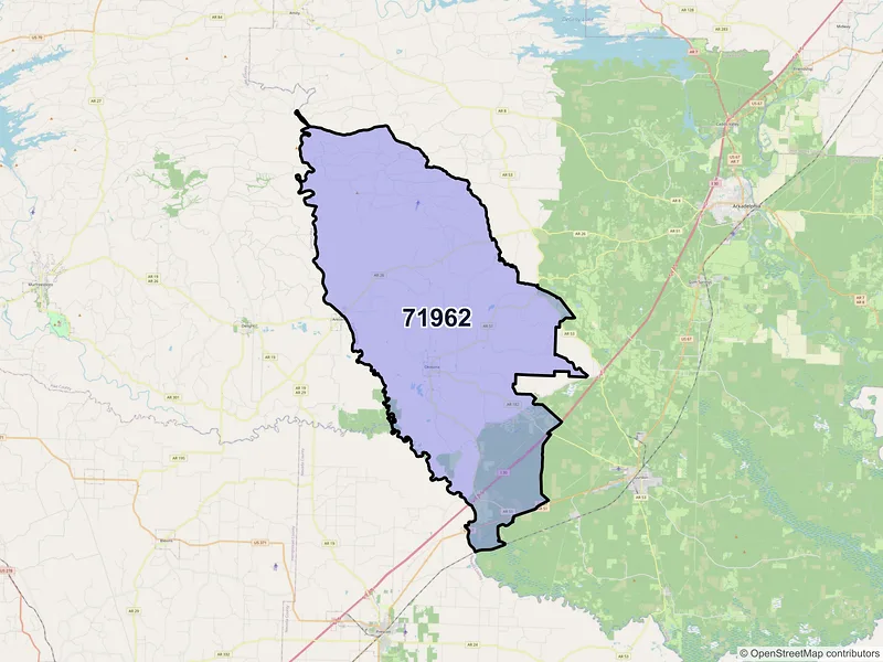 Map of ZIP Code 71962 — Okolona, AR