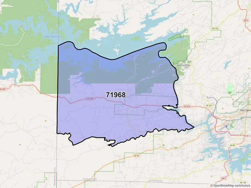 Map of ZIP Code 71968 — Royal, AR