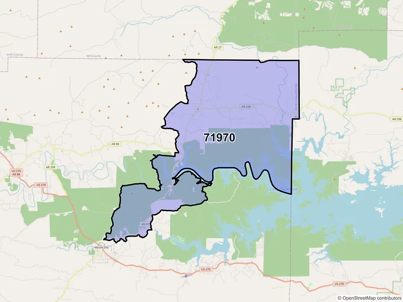 Map of ZIP Code 71970 — Story, AR