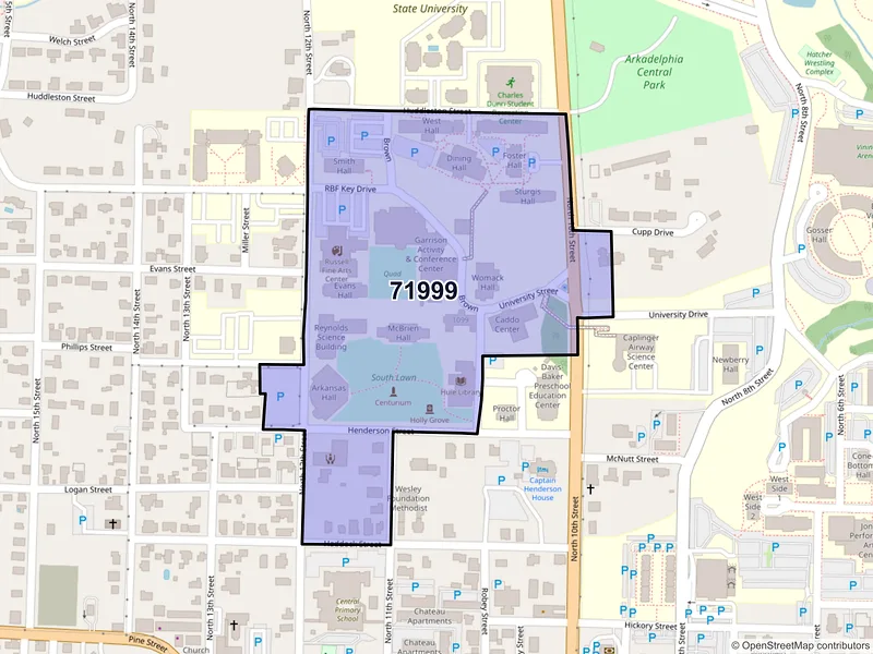 Map of ZIP Code 71999 — Arkadelphia, AR