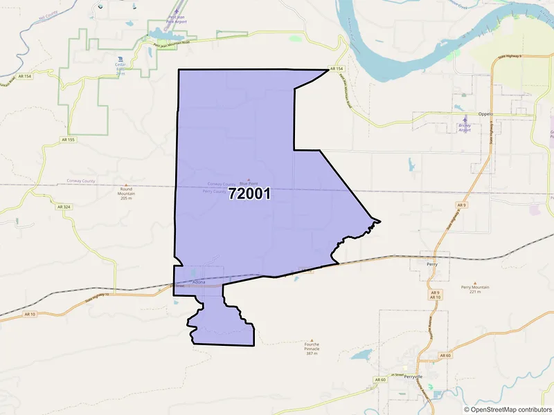 Map of ZIP Code 72001 — Adona, AR