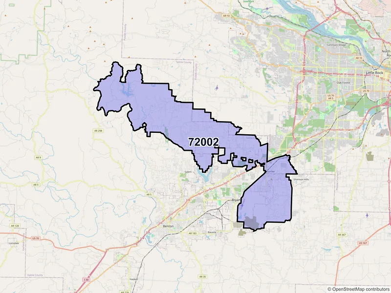Map of ZIP Code 72002 — Alexander, AR