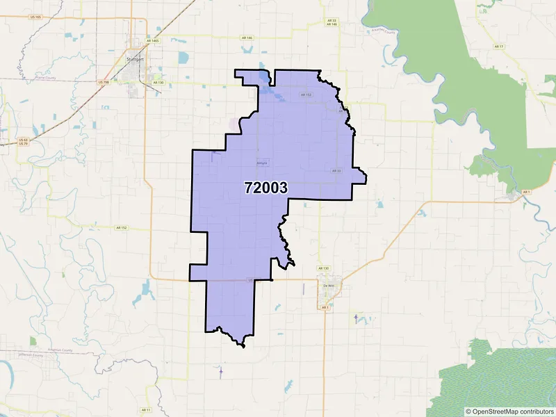 Map of ZIP Code 72003 — Almyra, AR