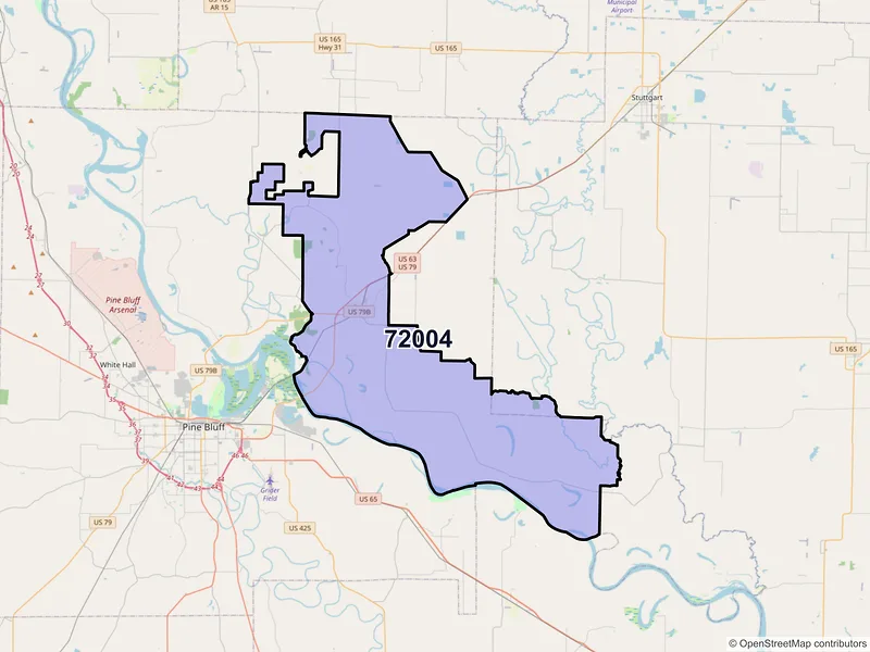 Map of ZIP Code 72004 — Altheimer, AR