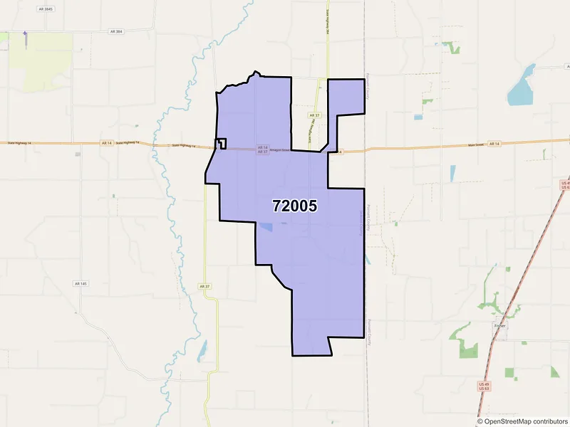 Map of ZIP Code 72005 — Amagon, AR