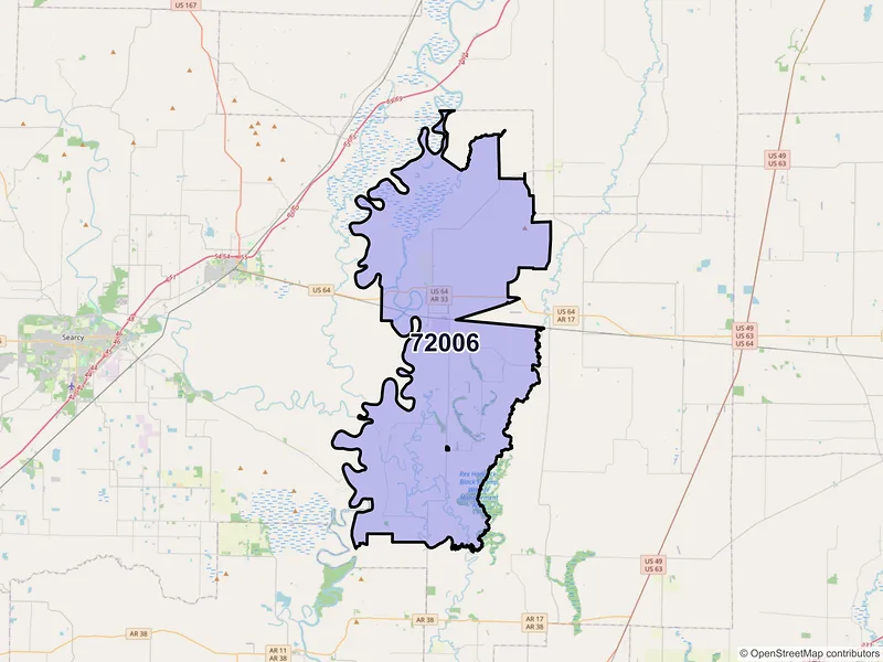 Map of ZIP Code 72006 — Augusta, AR