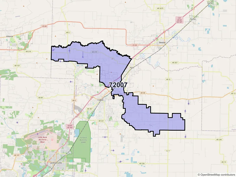 Map of ZIP Code 72007 — Austin, AR