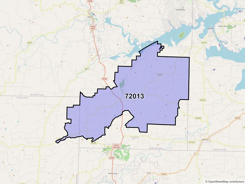Map of ZIP Code 72013 — Bee Branch, AR