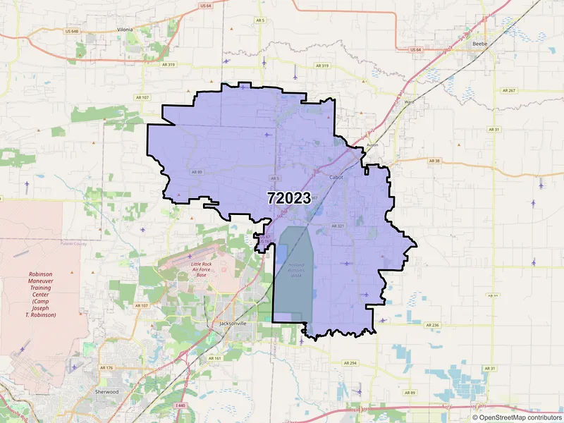 Map of Cabot, Arkansas and ZIP codes