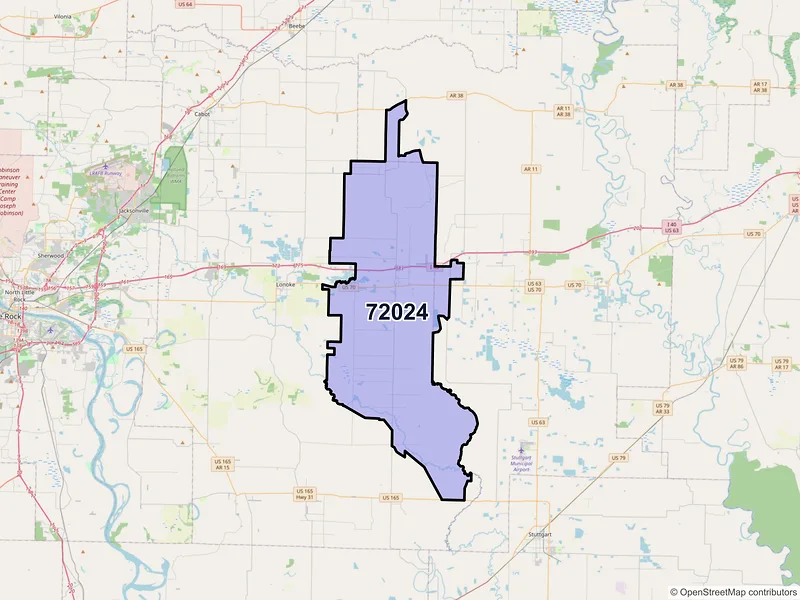 Map of ZIP Code 72024 — Carlisle, AR