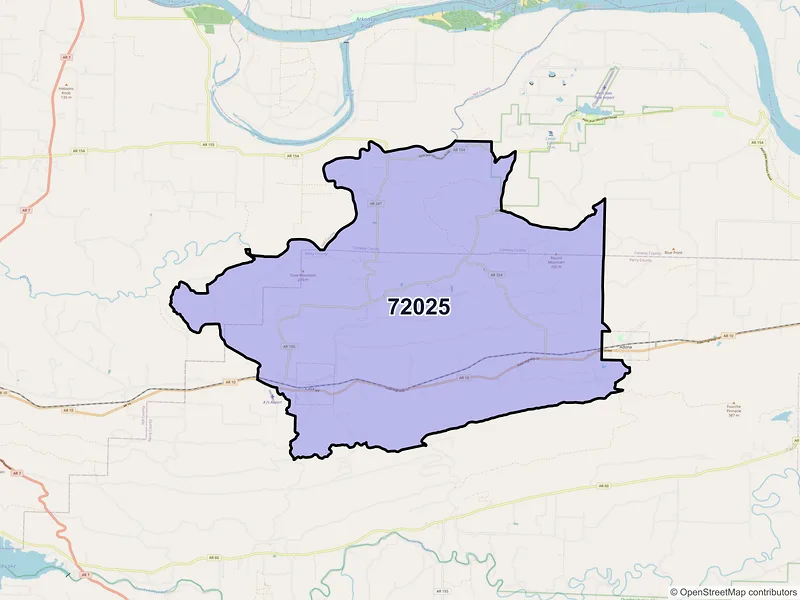 Map of ZIP Code 72025 — Casa, AR