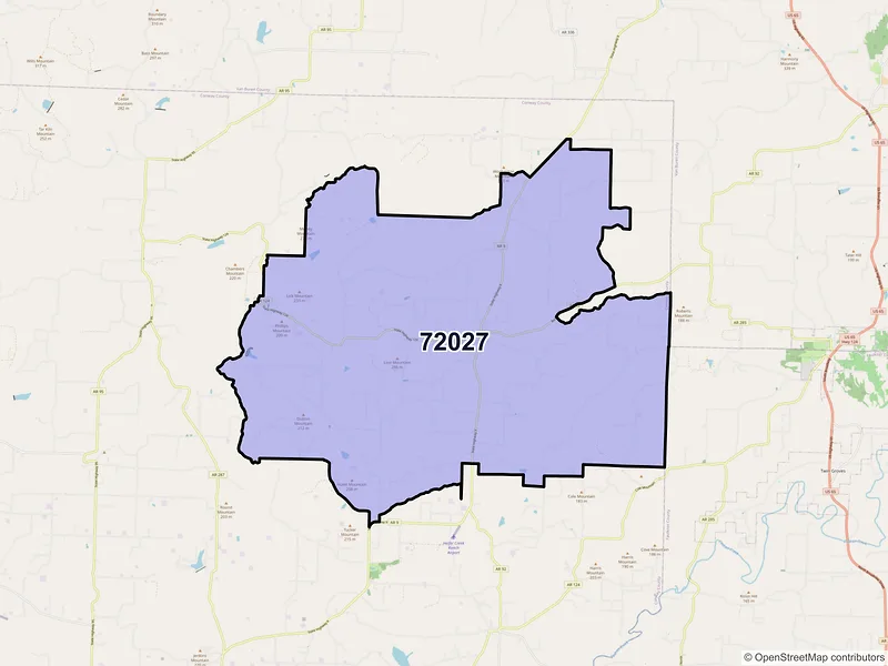 Map of ZIP Code 72027 — Center Ridge, AR