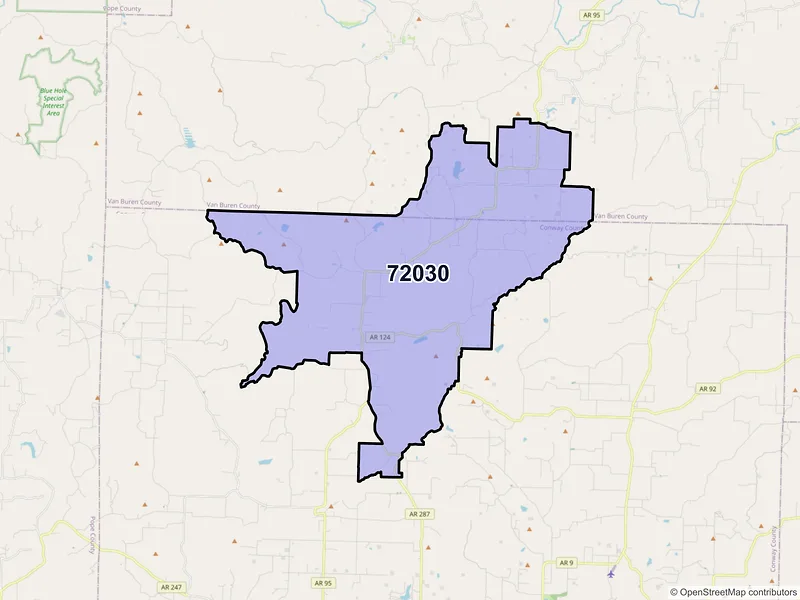 Map of ZIP Code 72030 — Cleveland, AR