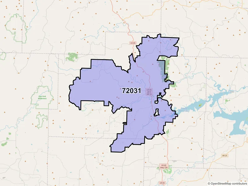 Map of ZIP Code 72031 — Clinton, AR