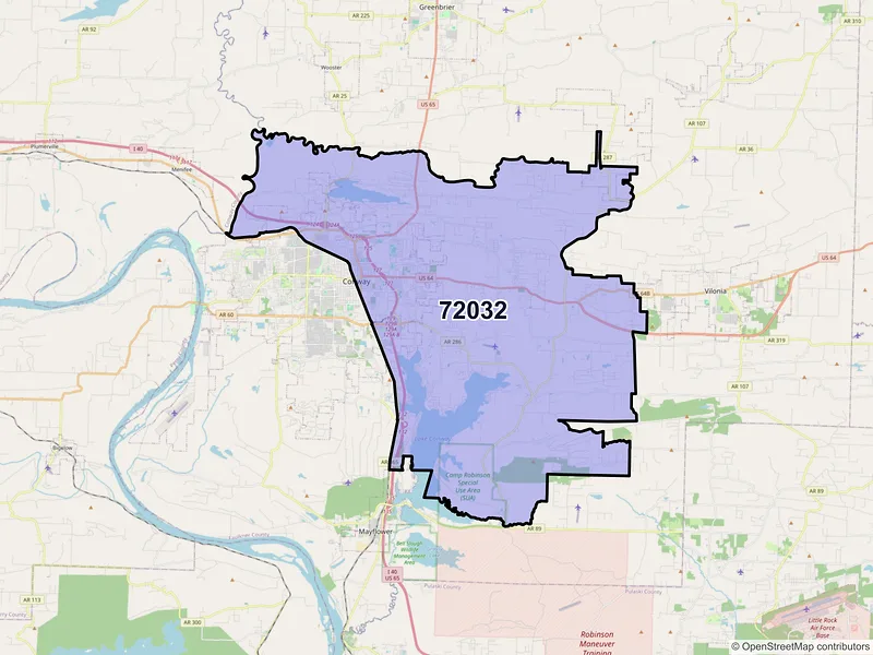 Map of ZIP Code 72032 — Conway, AR