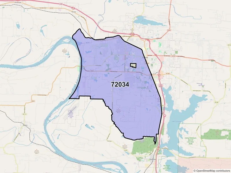 Map of ZIP Code 72034 — Conway, AR