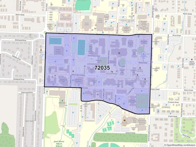 Map of ZIP Code 72035 — Conway, AR