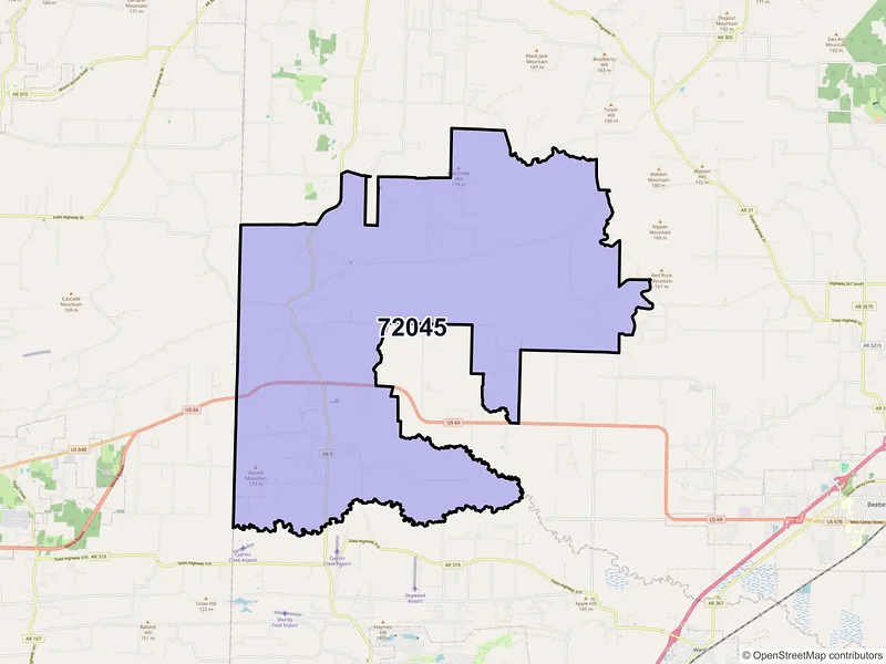Map of ZIP Code 72045 — El Paso, AR