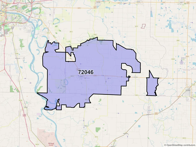 Map of ZIP Code 72046 — England, AR