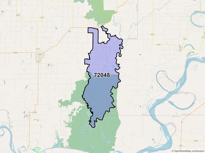 Map of ZIP Code 72048 — Ethel, AR