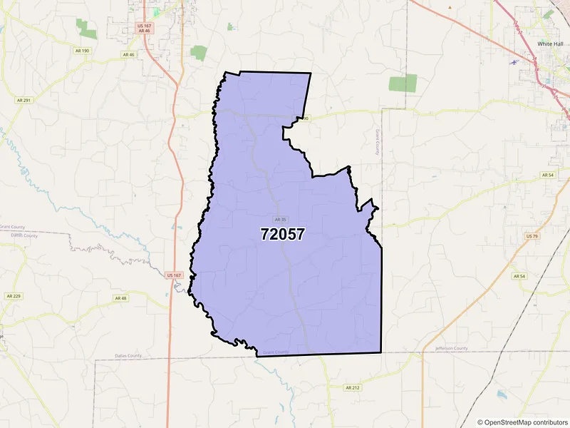 Map of ZIP Code 72057 — Grapevine, AR