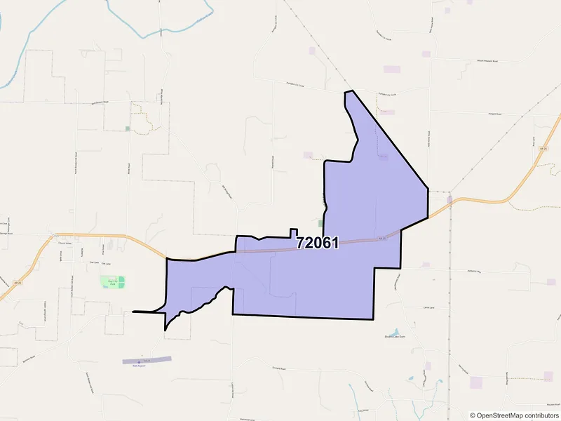 Map of ZIP Code 72061 — Guy, AR