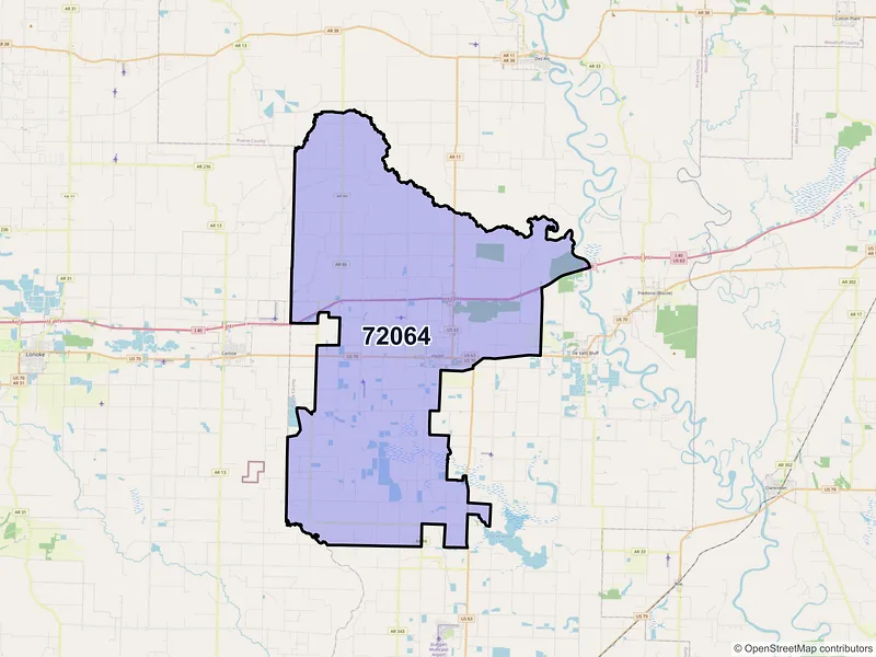 Map of ZIP Code 72064 — Hazen, AR