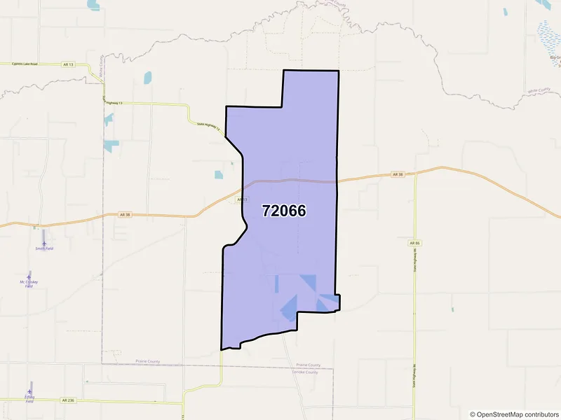 Map of Hickory Plains, Arkansas and ZIP codes