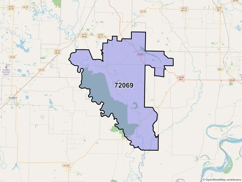 Map of Holly Grove, Arkansas and ZIP codes