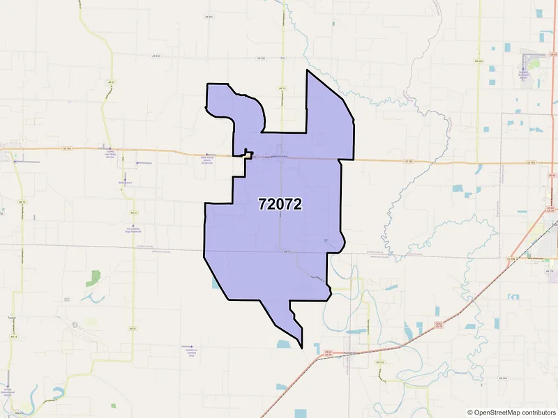 Map of ZIP Code 72072 — Humnoke, AR