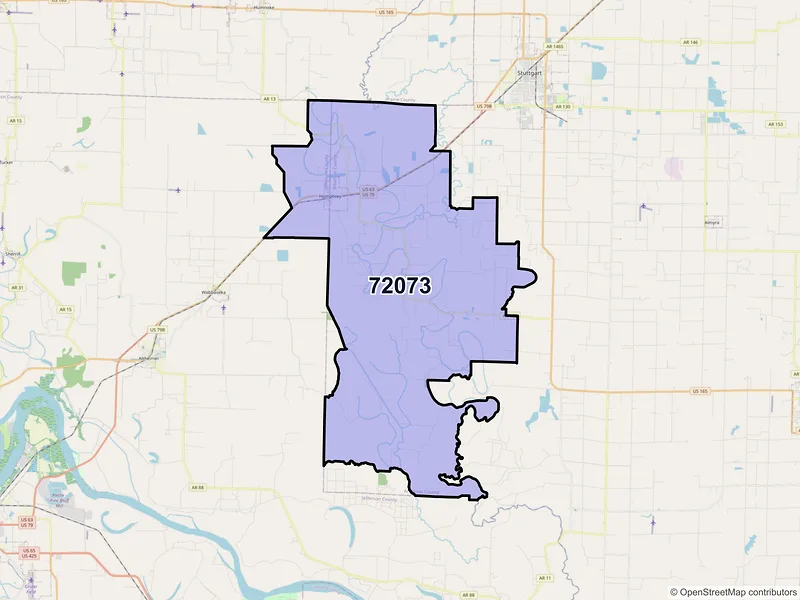 Map of ZIP Code 72073 — Humphrey, AR