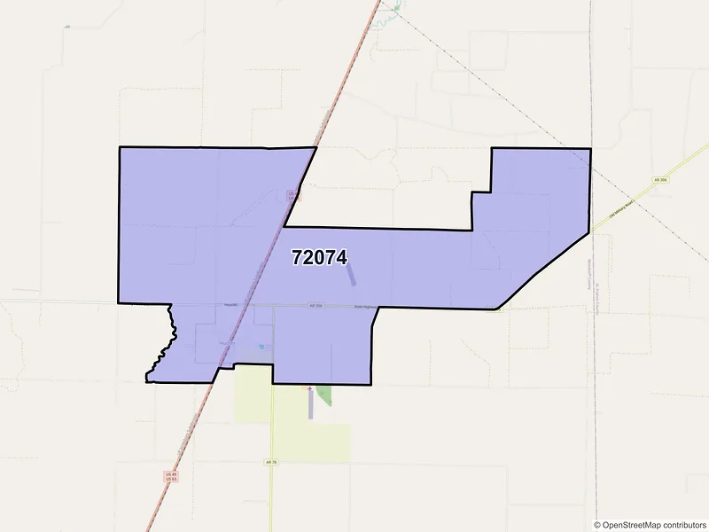 Map of Hunter, Arkansas and ZIP codes