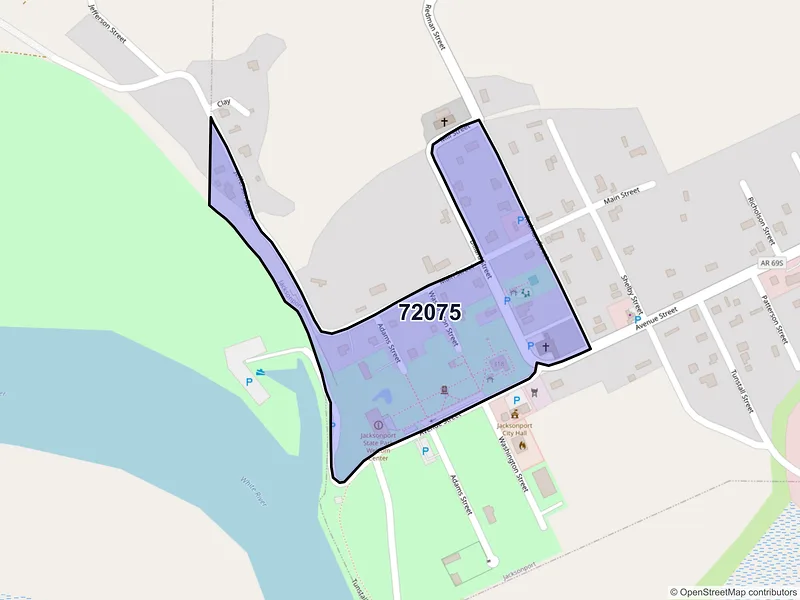 Map of Jacksonport, Arkansas and ZIP codes