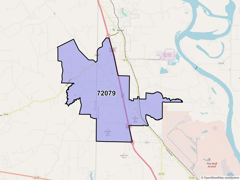 Map of ZIP Code 72079 — Jefferson, AR