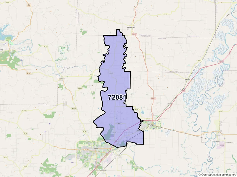 Map of ZIP Code 72081 — Judsonia, AR