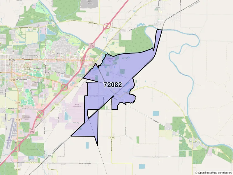 Map of ZIP Code 72082 — Kensett, AR