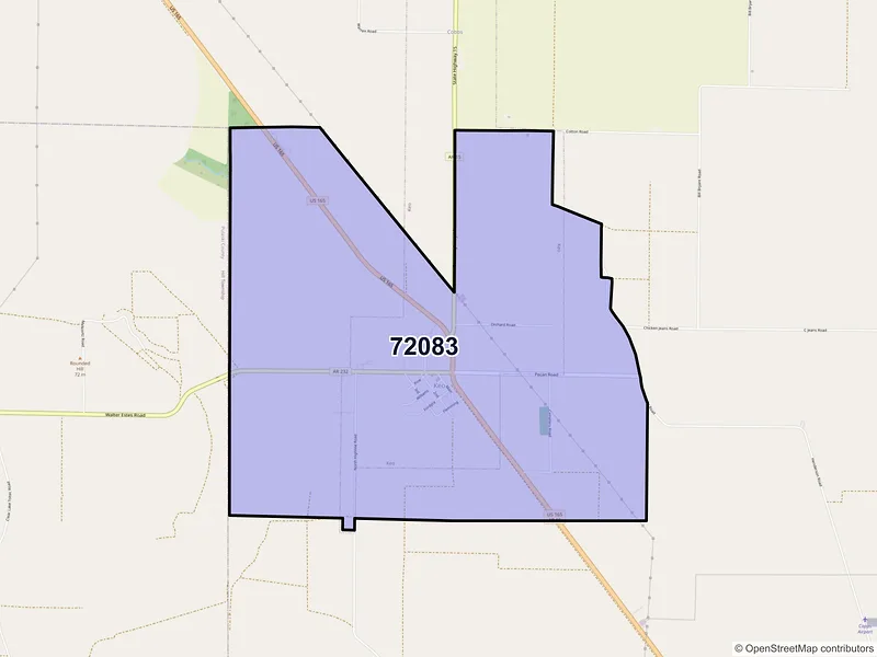 Map of Keo, Arkansas and ZIP codes