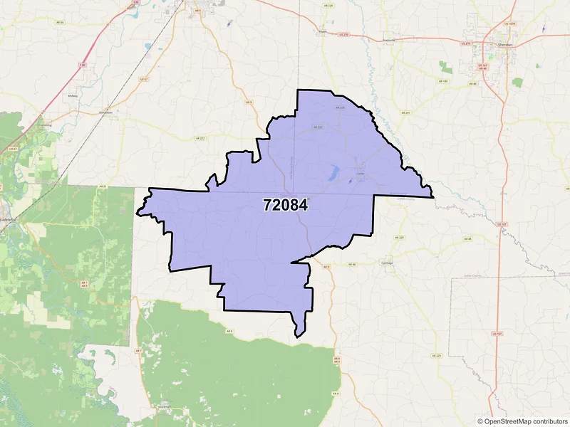 Map of ZIP Code 72084 — Leola, AR