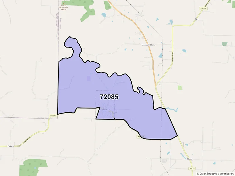 Map of Letona, Arkansas and ZIP codes