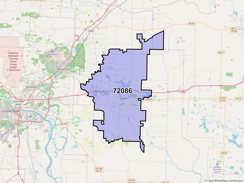 Map of ZIP Code 72086 — Lonoke, AR
