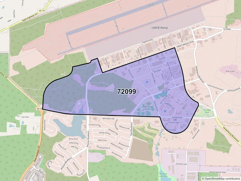Map of ZIP Code 72099 — Little Rock Air Force Base, AR