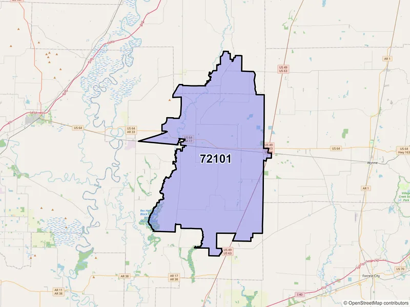 Map of ZIP Code 72101 — Mc Crory, AR