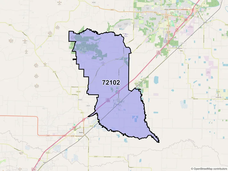 Map of ZIP Code 72102 — Mc Rae, AR