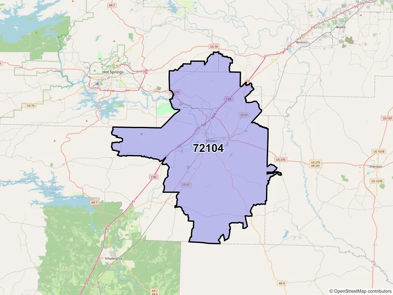 Map of ZIP Code 72104 — Malvern, AR