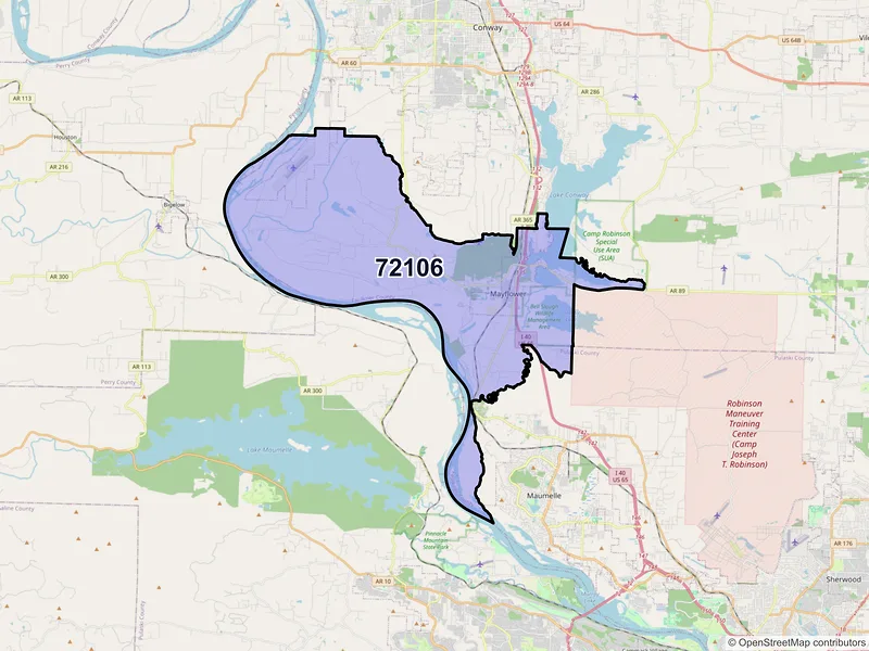 Map of ZIP Code 72106 — Mayflower, AR