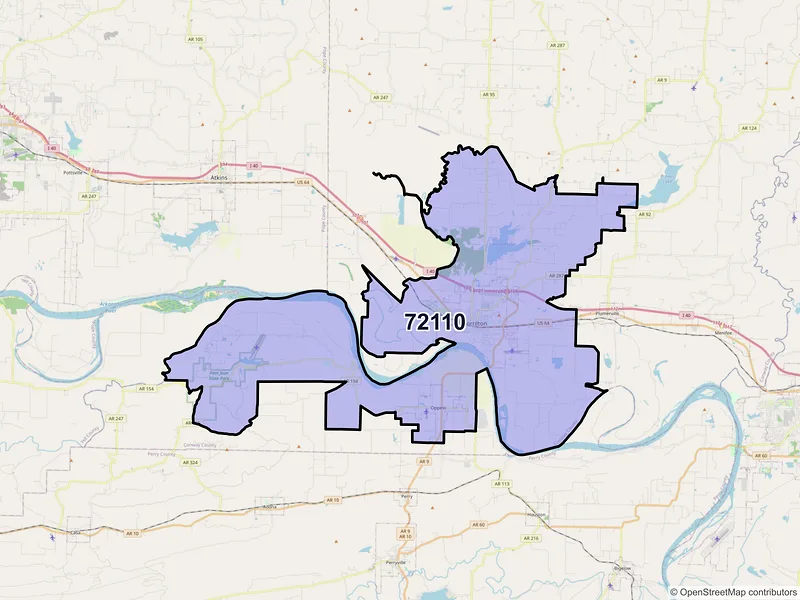 Map of ZIP Code 72110 — Morrilton, AR