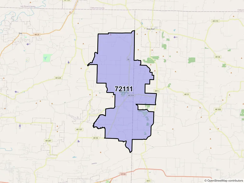 Map of ZIP Code 72111 — Mount Vernon, AR