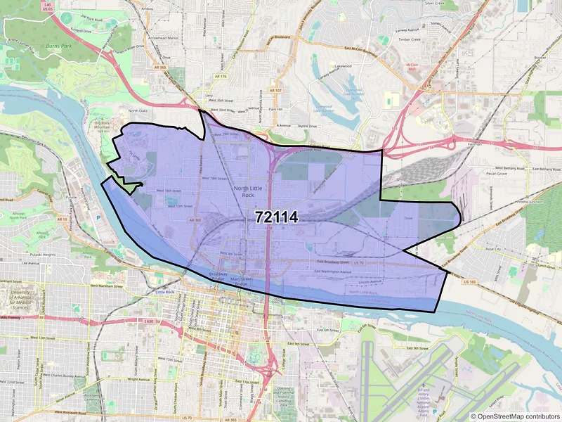 Map of ZIP Code 72114 — North Little Rock, AR