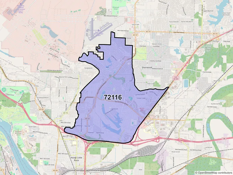 Map of ZIP Code 72116 — North Little Rock, AR